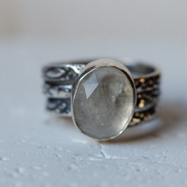 bague argent massif, quartz, artisan bijoutier, unique, minimaliste, moderne ,indémodable , argent 925 ,