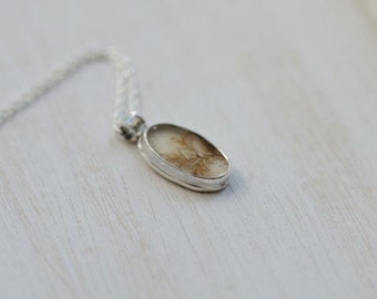solid silver necklace, dentrite agate, minimalist. Nature, artisan jeweler, unique, 925 silver