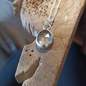 solid silver necklace, minimalist crystal quartz, drop, satellite chain, mystic, gem, boho