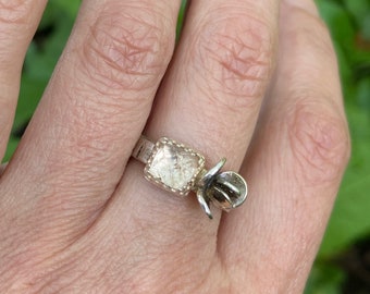 anello in argento massiccio, topazio, da impilare, minimalista, moderno, senza tempo, argento 925,