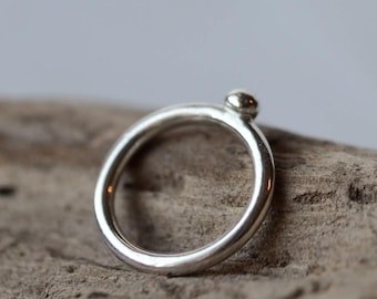 Minimalistisk ring i sterlingsilver, pärlbesatt, stapelbar, bohemisk stil, designerring i 925 sterlingsilver, hantverksjuvelerare