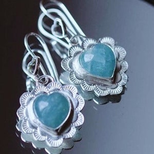 pendiente de plata maciza, azul marino agudo, azul cielo, romántico, boho, gitano, adorable, amor, mamá imagen 1