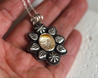 collier argent massif ,citrine ,bohème, ethnique, mandala, artisan bijoutier , unique, argent 925