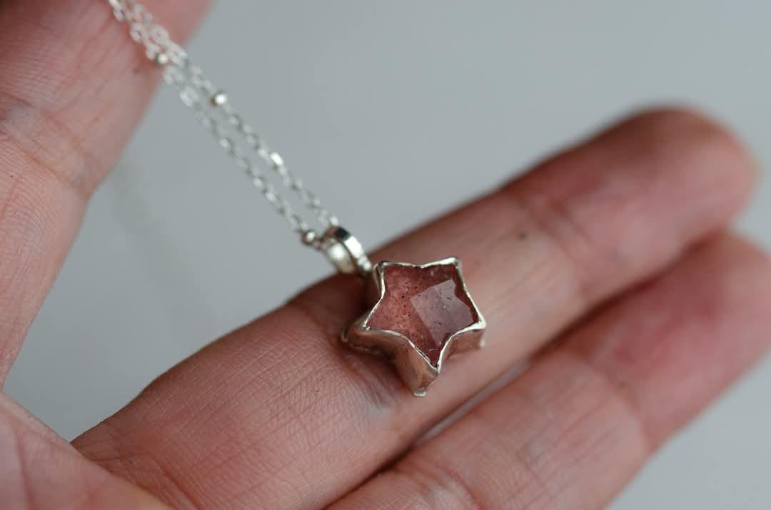 Collier argent massif , étoile ,amétyste ,chaine satellite , artisan bijoutier , gemme , - Etsy France