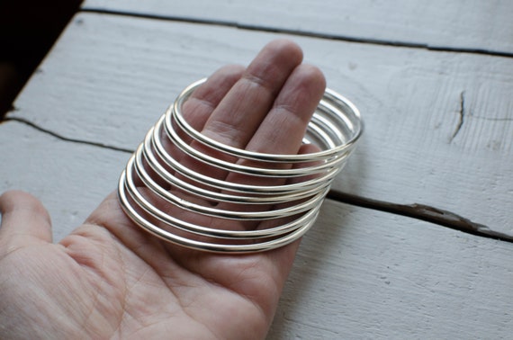 Plain solid silver bangles deals