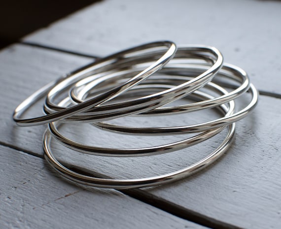 Plain solid silver on sale bangles