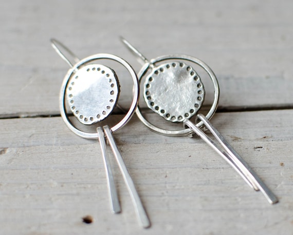 Boucle d'oreille argent pendante/ethnique