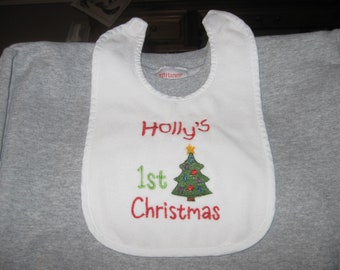 Personalized 1st Christmas bib