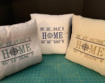Custom Embroidered Compass Home Pillow