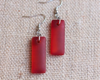 Sea Glass Dangle Earrings, Red Sea Glass Earrings, Red Sea Glass, Sea Glass Earrings, Handmade Earrings, Red Sea Glass, Red Sea Glass