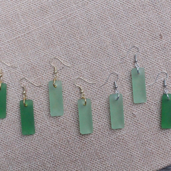 Green Sea Glass Earrings Nickel free Earrings Beach Glass Earring Gifts