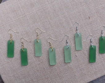 Summer Boho Statement Modern Green Sea Glass Lace Pattern Acrylic Earrings