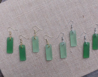 Green Sea Glass Earrings Nickel free Earrings Beach Glass Earring Gifts