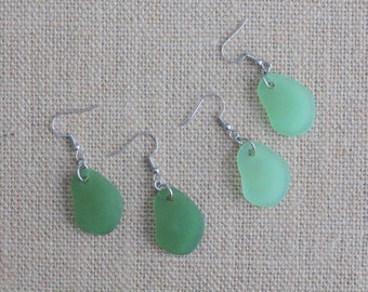 Green Sea Glass Earrings Nickel free Earrings Beach Glass Earring Gifts