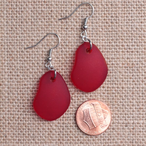 Red Sea Glass Earrings Nickel free Earrings Beach Glass Earring Gifts