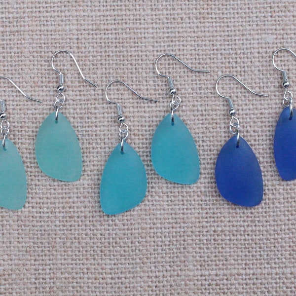 Sea Foam Cobalt sky blue Sea Glass Earrings Nickel free Earrings Beach Glass Earring Gifts