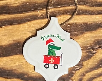 Cajun Christmas Ornaments-Ceramic Tile Ornaments- Handmade Christmas Ornament