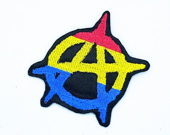 Pansexual Pride Anarchy Patch, Iron-On Patch, Sew-On Patch