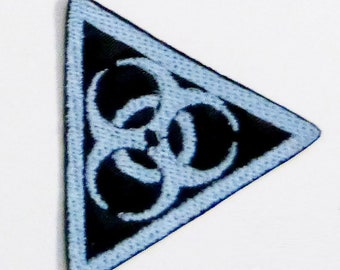 Glow in the Dark Blue Biohazard Patch, Iron-On Patch, Sew-On Patch, Cyberpunk Patch