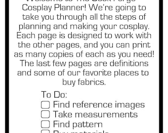 Digital Cosplay Planner, Printable Planner