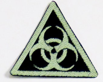 Glow in the Dark Green Biohazard Patch, Iron-On Patch, Sew-On Patch, Cyberpunk Patch