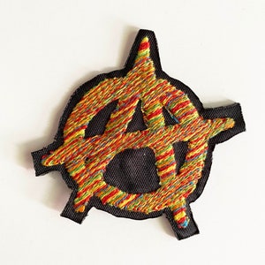 Rainbow Glitch Anarchy Patch, Iron-On Patch, Sew-On Patch, Cyberpunk Patch