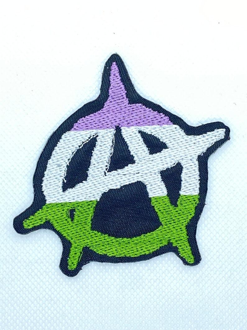 Genderqueer Pride Anarchy Patch, Iron-On Patch, Sew-On Patch image 1