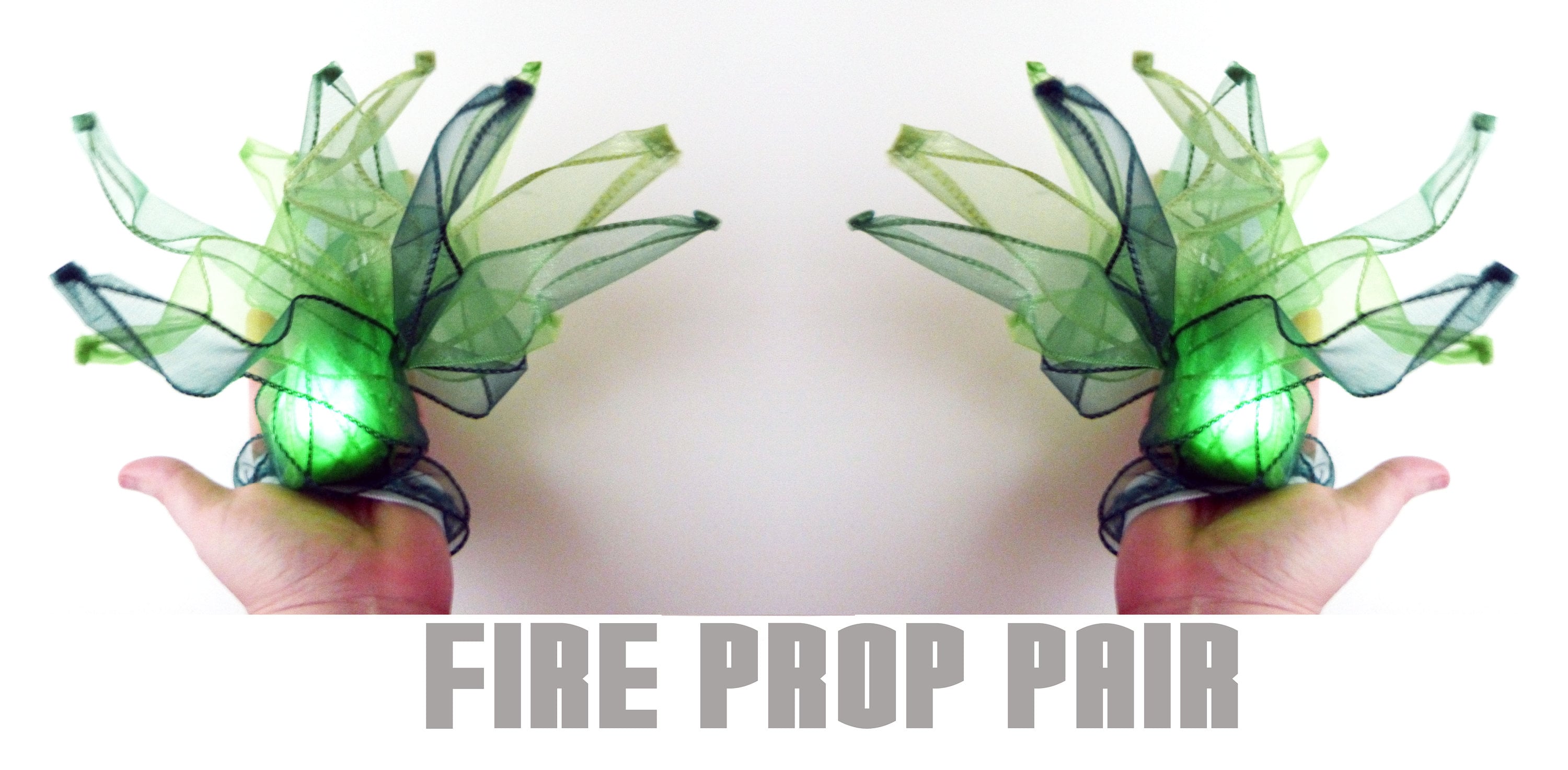 Green Light up Fire Prop Pair Bundle, Witch Accessory, Cosplay Prop ...