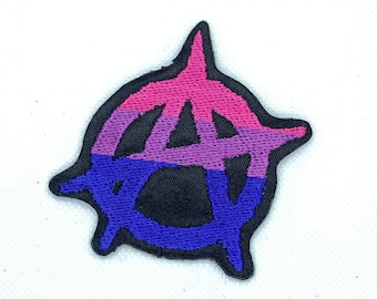 Bisexual Pride Anarchy Patch, Iron-On Patch, Sew-On Patch