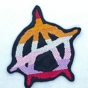 Lesbian Pride Anarchy Patch, Iron-On Patch, Sew-On Patch