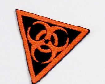 Orange Biohazard Patch, Iron-On Patch, Sew-On Patch, Cyberpunk Patch