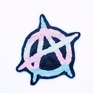 Transgender Pride Anarchy Patch, Iron-On Patch, Sew-On Patch