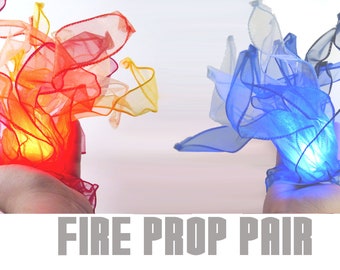 Fire and Ice light up fire prop pair bundle, Halloween LED fire accessory, fairy costume prop, witch accessory, cosplay prop