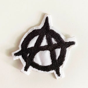 Black Anarchy Patch, Iron-On Patch, Sew-On Patch, Cyberpunk Patch image 1