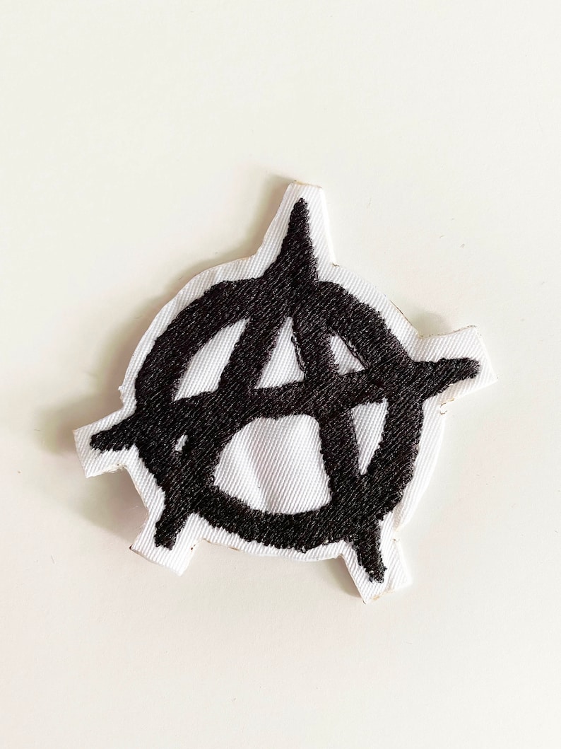 Black Anarchy Patch, Iron-On Patch, Sew-On Patch, Cyberpunk Patch image 1