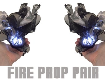 Black light up fire prop pair bundle, Halloween LED fire accessory, fairy costume prop, witch accessory, cosplay prop