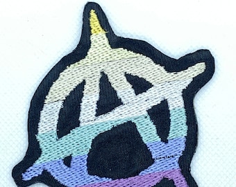 Genderfaun Pride Anarchy Patch, Iron-On Patch, Sew-On Patch