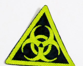 Glow in the Dark Neon Yellow Biohazard Patch, Iron-On Patch, Sew-On Patch, Cyberpunk Patch