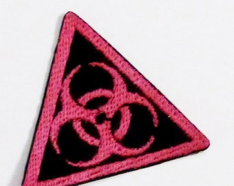 Glow in the Dark Red Biohazard Patch, Iron-On Patch, Sew-On Patch, Cyberpunk Patch