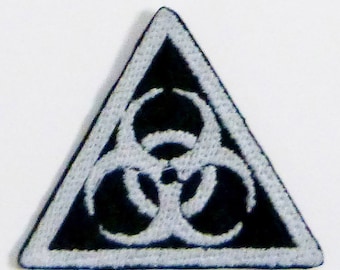 Glow in the Dark White Biohazard Patch, Iron-On Patch, Sew-On Patch, Cyberpunk Patch