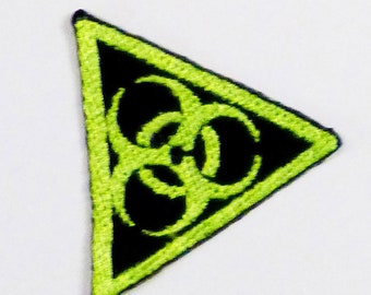 Neon Green Biohazard Patch, Iron-On Patch, Sew-On Patch, Cyberpunk Patch