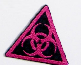 Pink Biohazard Patch, Iron-On Patch, Sew-On Patch, Cyberpunk Patch