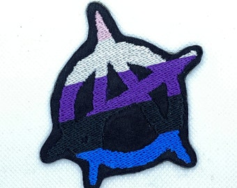 Genderfluid Pride Anarchy Patch, Iron-On Patch, Sew-On Patch