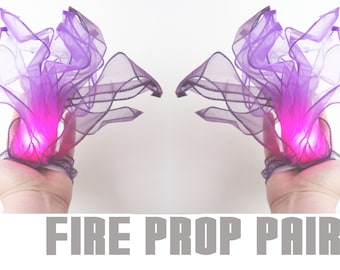 Conjunto de duas fogueiras iluminadas roxas, acessório de fogo LED para Halloween, adereço para fantasia de fada, acessório de bruxa, adereço para cosplay.