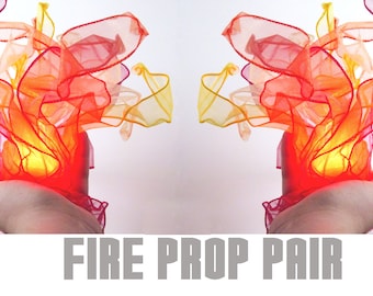 Light up fire prop pair bundle, Halloween LED fire accessory, fairy costume prop, witch accessory, cosplay prop