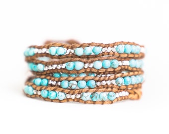 Turquoise Wrap Bracelet- Boho Bracelet - Layering Bracelet - Gift for Woman- Unique Gift- Handmade