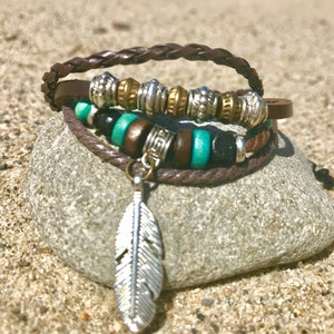 The &quot;Santa Barbara&quot; Bracelet- leather bracelet -surfer bracelet -friendship bracelet -beach jewelry -boho bracelet