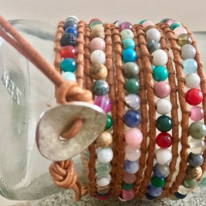 Multi stone Wrap Bracelet- Boho Bracelet - Layering Bracelet - Natural Stone- Gift for Her -Unique Gift- Handmade