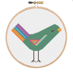 Mini Feather Tail, Bird, Cross Stitch Pattern, PDF, instant download