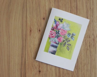 Bouquet on Lime Card Set, Eight blank notecards and envelopes